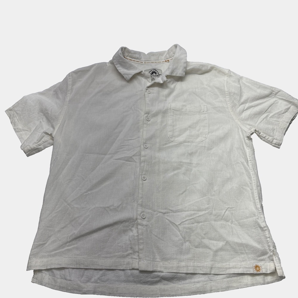 Men's Good Times & Sunny Days Shirt - Cream With Embroidery-Size L Vacation‎